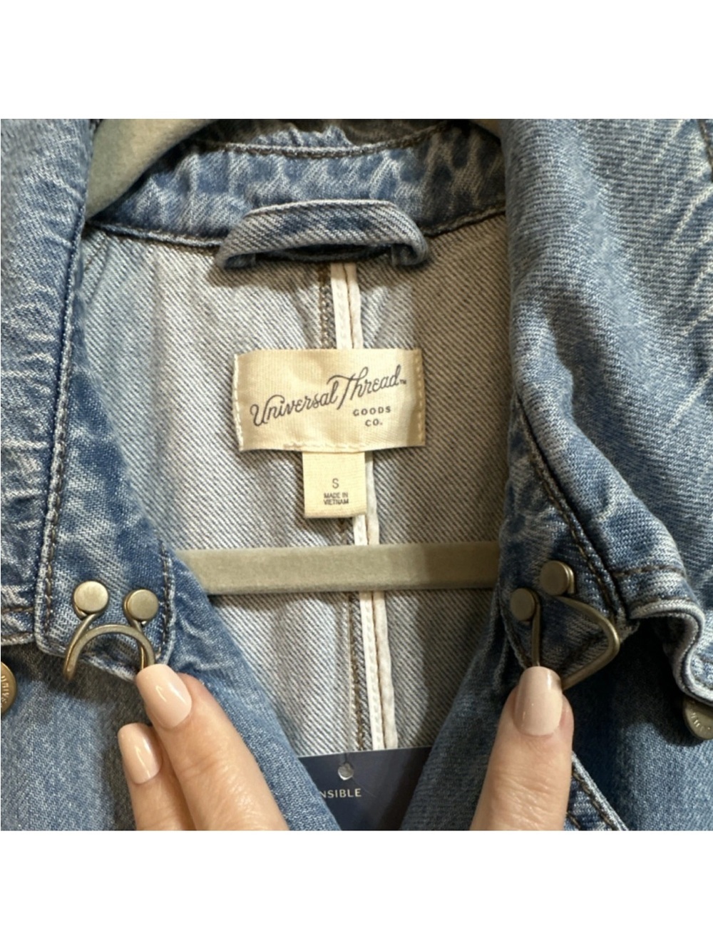 NWT DENIM S Trench Coat Jacket Western chic Festival Fun Classy Country - Picture 3 of 13